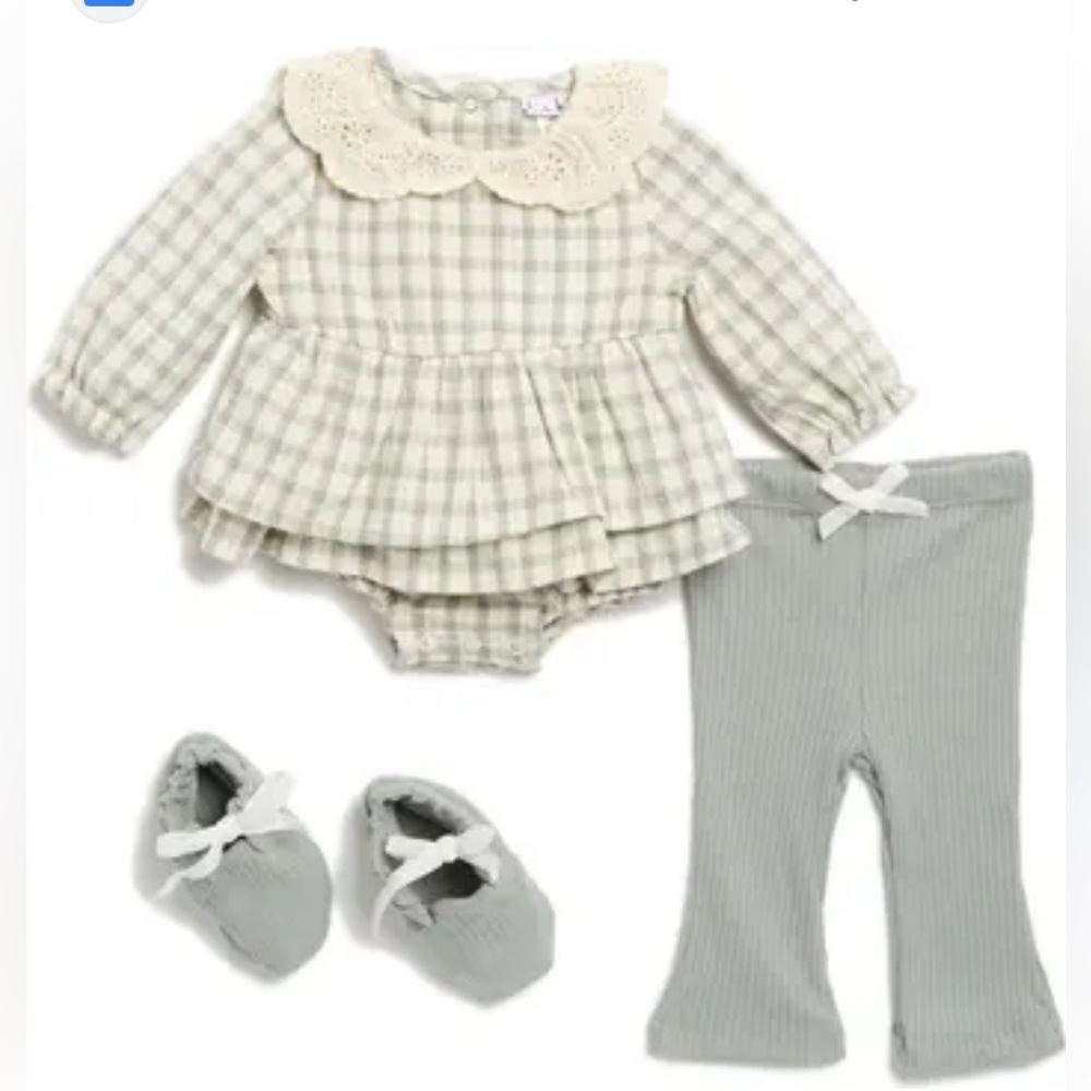 Bubble Dress, Flare Pants & Booties Set